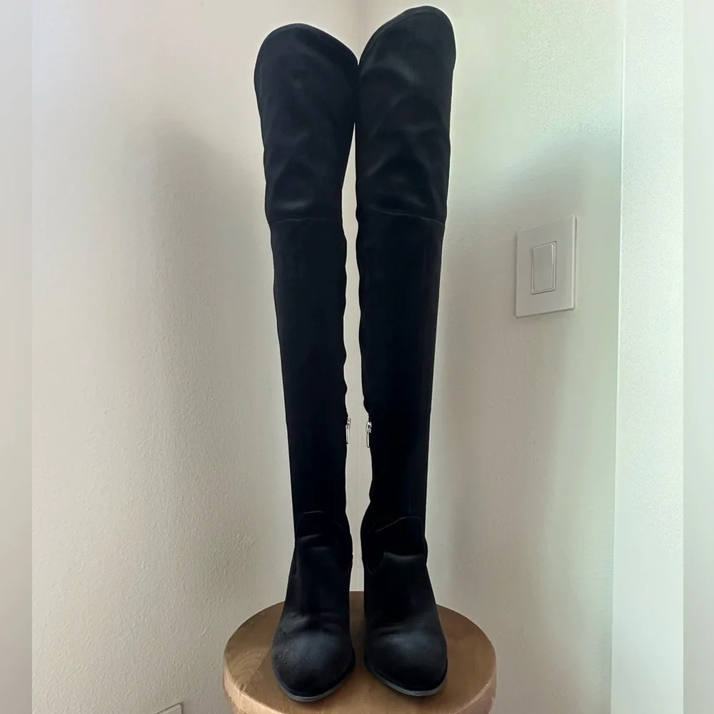 Marc Fisher Black Over-the-Knee Suede Block Heel Boots – Size 8 - Picture 4 of 9